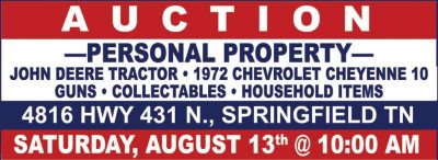 Poster for personal property auction